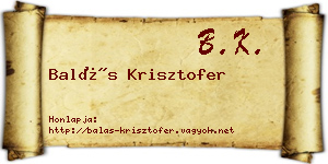 Balás Krisztofer névjegykártya