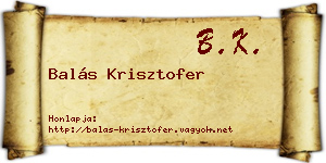 Balás Krisztofer névjegykártya